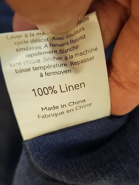 Lintico Navy 100% Linen Lagenlook Jasmine Drawstring Waist Dress Size M - Picture 6 of 8